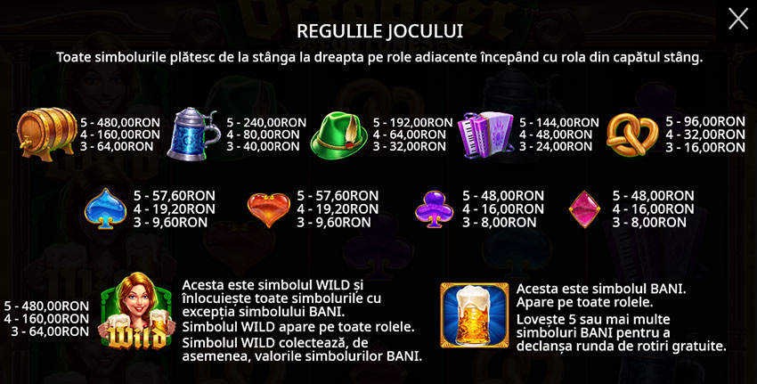 Octobeer Fortunes gratis - tabel de plăți