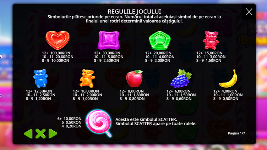 tabel plati Sweet Rush Bonanza gratis